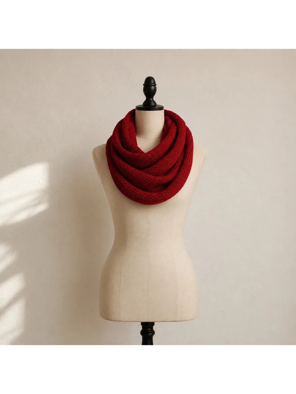 Cejon Red Metallic Infinity Scarf Open Knit Shimmer Holiday Winter Loop